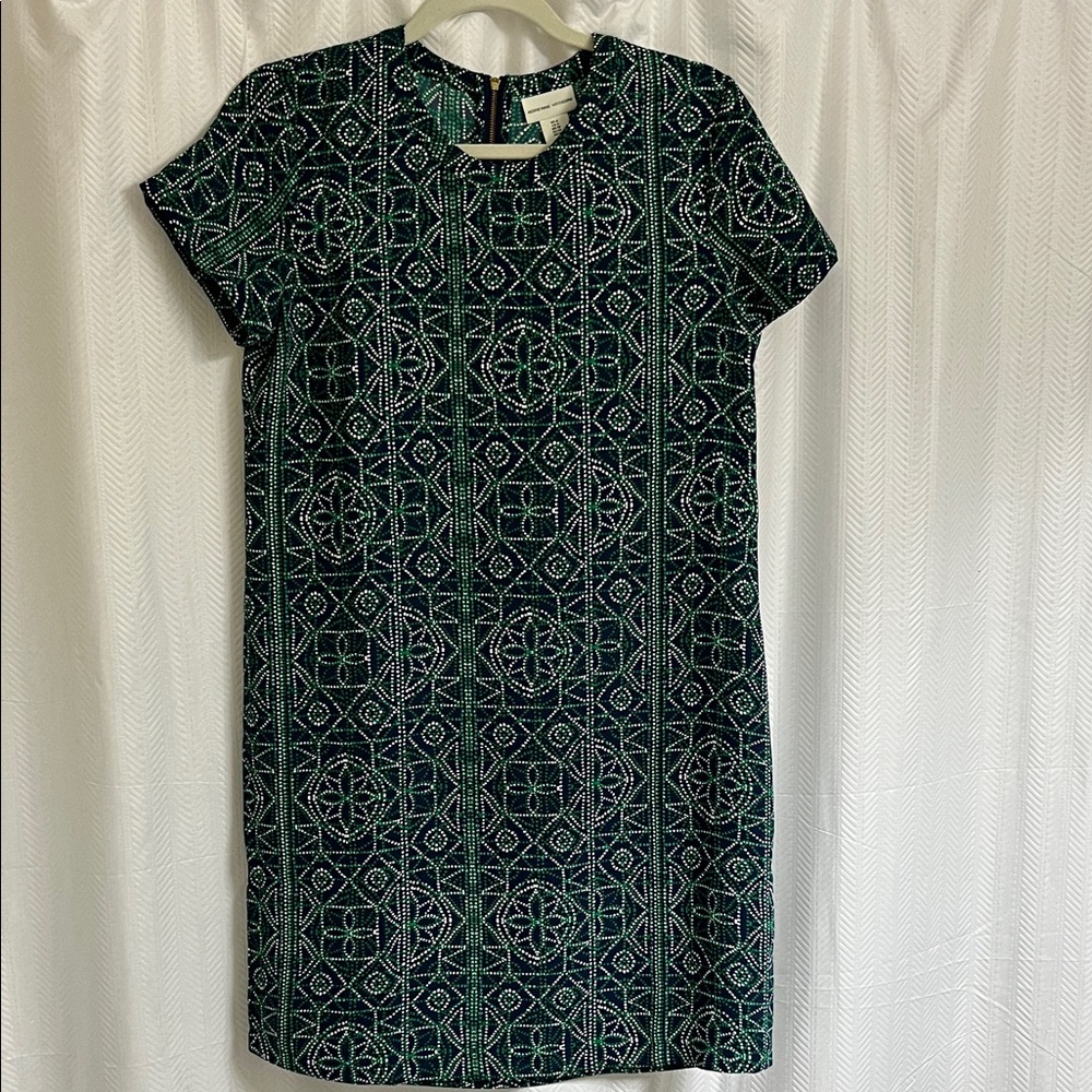Adrienne Vittadini Blue Green Patterned Dress Size 6 NWOT